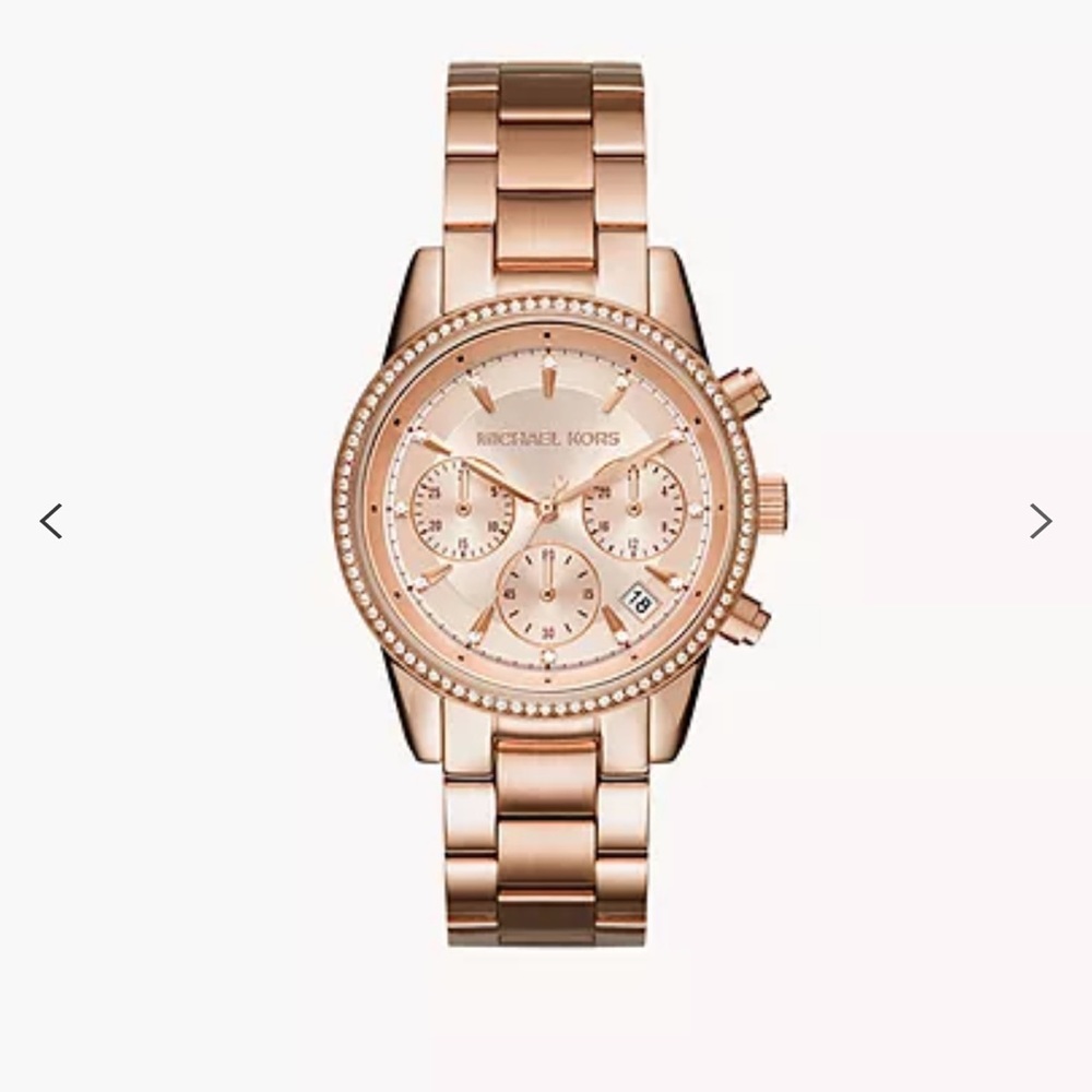 Michael Kors Women's Ritz Chronograph Rose-Gold Tone Stainless Steel Watch